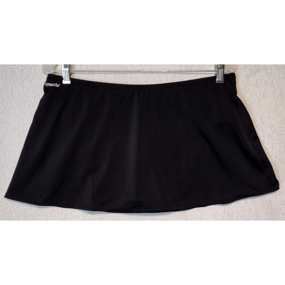 Speedo Womens Swim Skirt Bottoms 14 Solid Black with Briefs Stretch